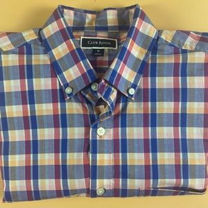 Club Room | Men’s Fall Colors Plaid Long Sleeve Shirt | Size M